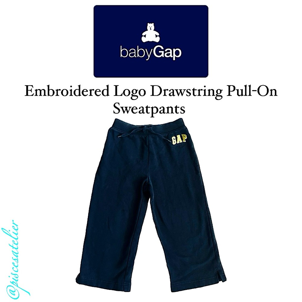 Baby Gap Navy Embroidered Logo Drawstring Pull-On Sweatpants, Toddler Size 3